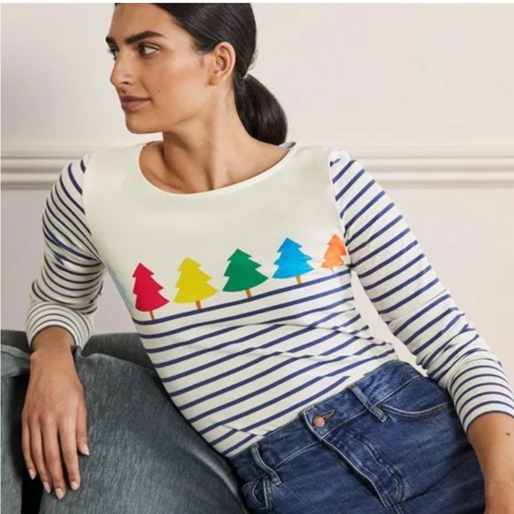 🎄Boden Brendon Multi Rainbow tree long sleeve knit